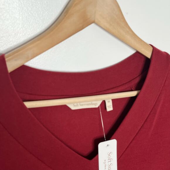 Soft Surroundings Womens Madeline Tunic Top XS Moroccan Red Layered V Neck - Picture 5 of 11